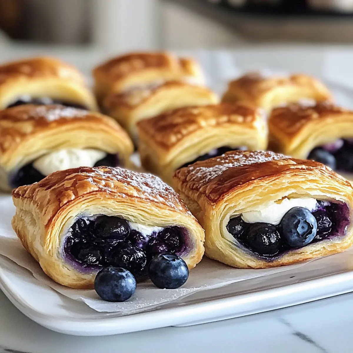 Puff pastry with blueberries and cream cheese