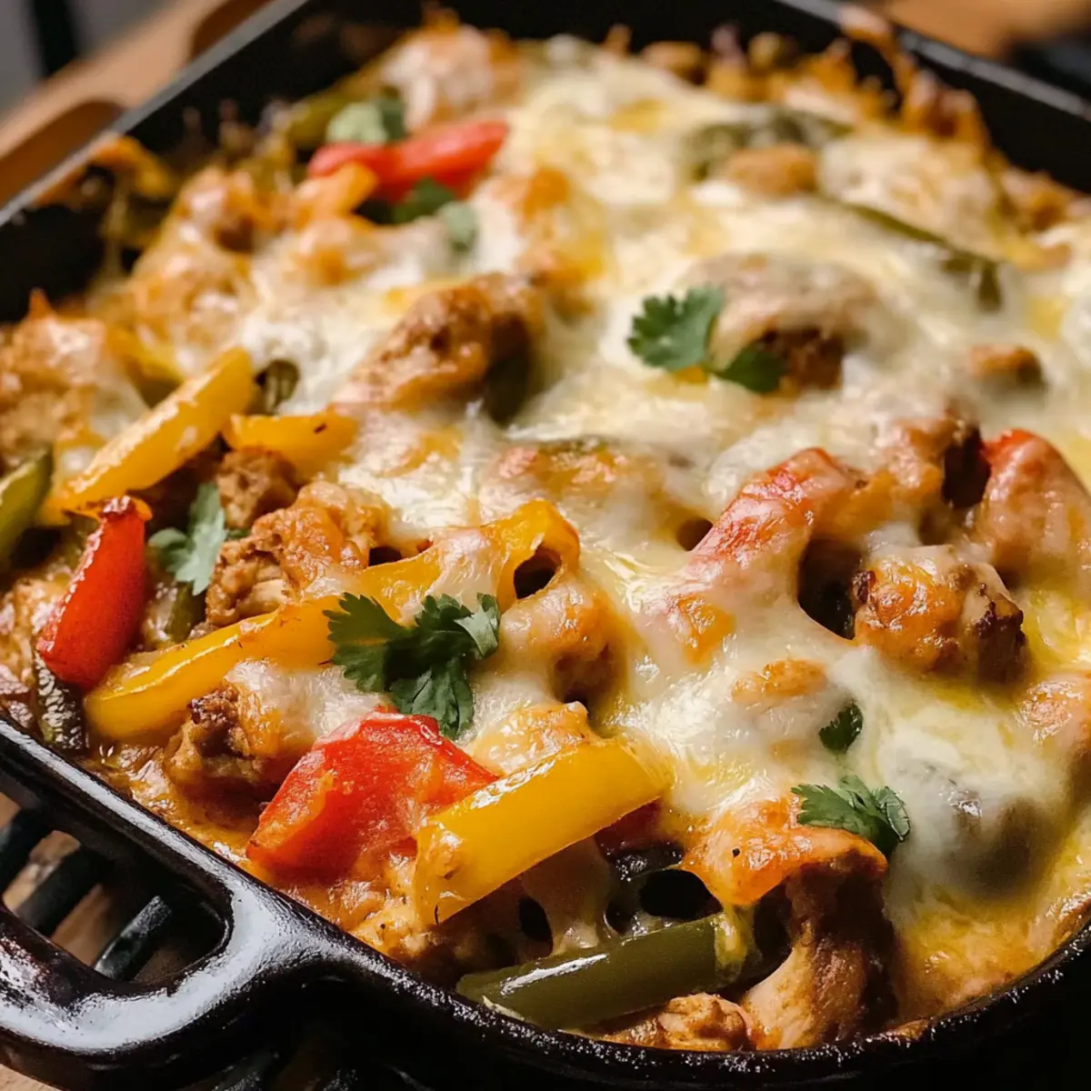 Hühnchen-Fajita-Auflauf Rezept Zutaten: - 500 g Hühnchenbrust, gewürfelt - 1 Paprika, in Streifen geschnitten - 1 Zwiebel, gewürfelt - 2 Tassen Nachos, zerbröselt - 1 Tasse geriebener Käse - 1 Dose schwarze Bohnen, abgetropft - 1 Dose Mais, abgetropft - 1 Päckchen Fajita-Gewürzmischung - 1 Tasse Salsa Anleitung: 1. Ofen auf 180°C vorheizen. 2. Hühnchen, Paprika und Zwiebel in einer Pfanne anbraten, bis das Hühnchen durchgegart ist. 3. Die Fajita-Gewürzmischung hinzufügen und gut vermischen. 4. In einer großen Schüssel nachos, schwarze Bohnen, Mais und Salsa vermengen. 5. Hühnchenmischung hinzufügen und gut vermengen. 6. In eine Auflaufform geben und mit Käse bestreuen. 7. 30 Minuten im Ofen backen, bis der Käse geschmolzen und goldbraun ist. 8. Warm servieren.