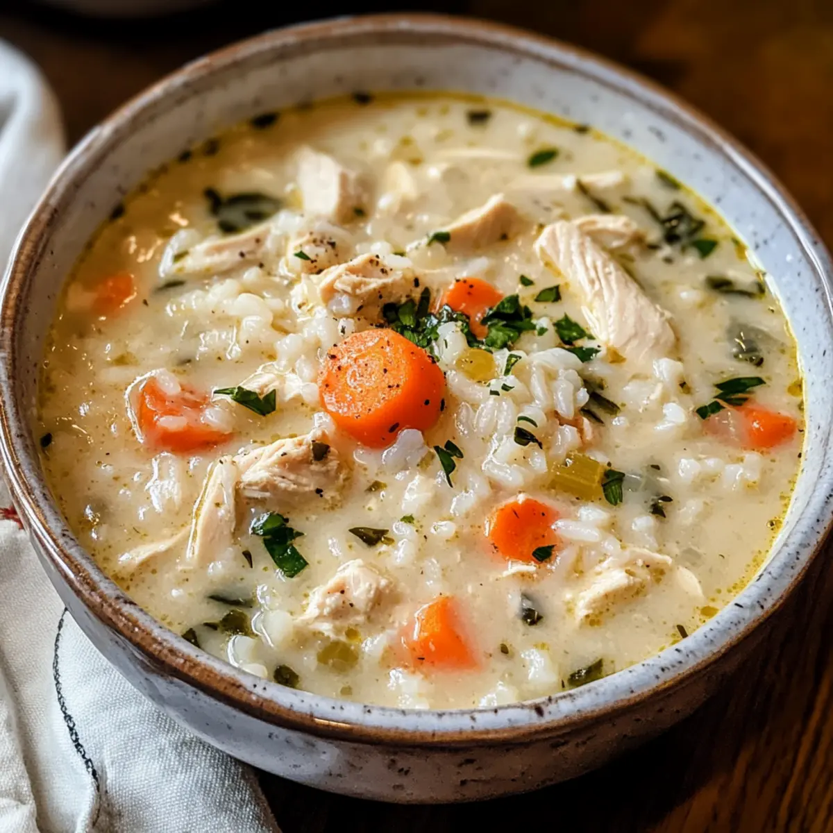 Cremige HA¼hner Reis Suppe yaktsm