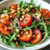 Fresh tomato arugula salad with pine nuts