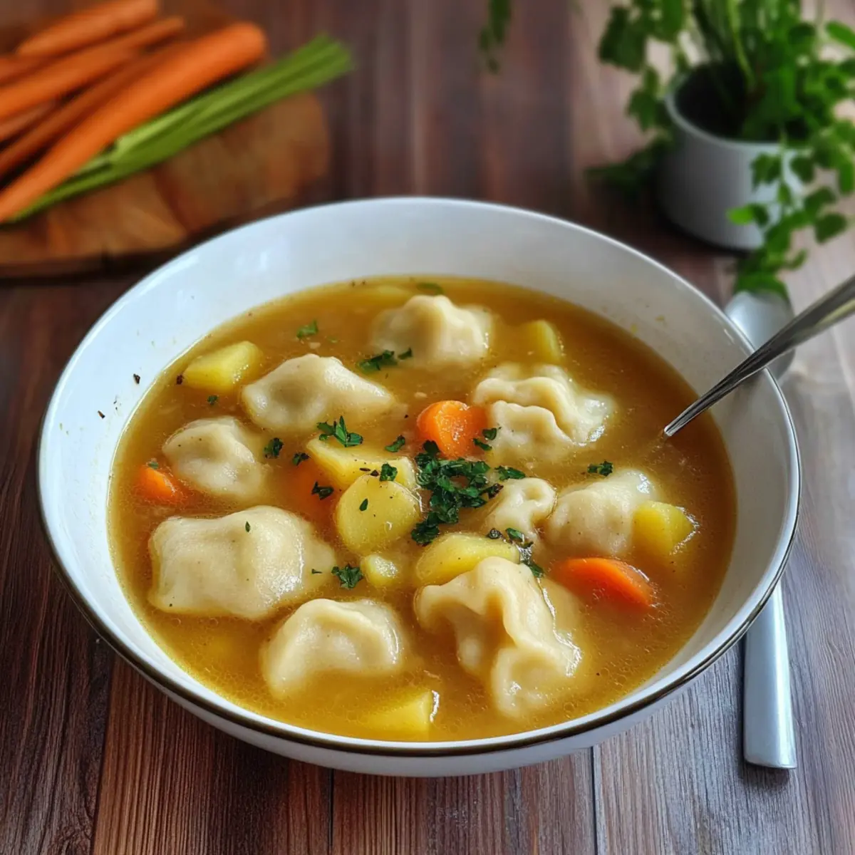 Galuschki Suppe mit Kartoffeln vegetarisches Rezept fiwgrq