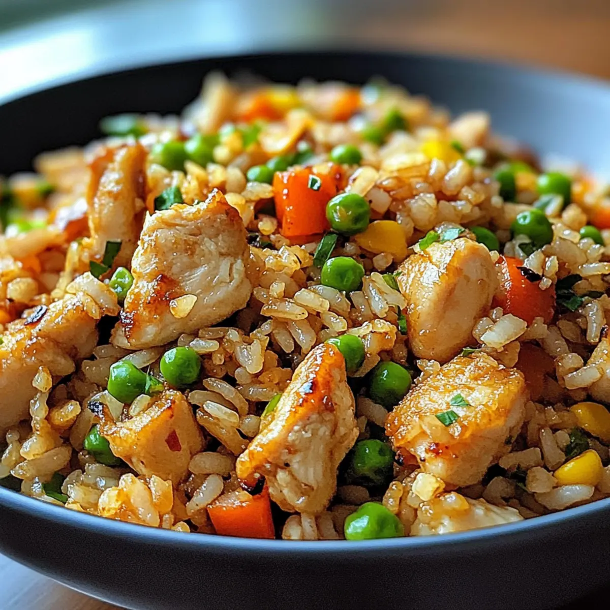 Knoblauch-Hühnchen gebratener Reis