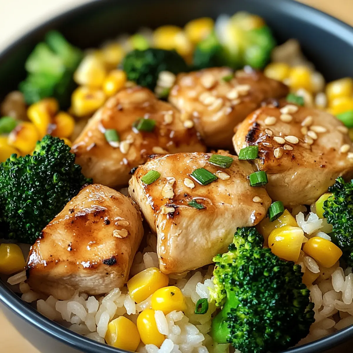 HA¤hnchen Reis Pfanne mit Brokkoli und Mais r4z9ye