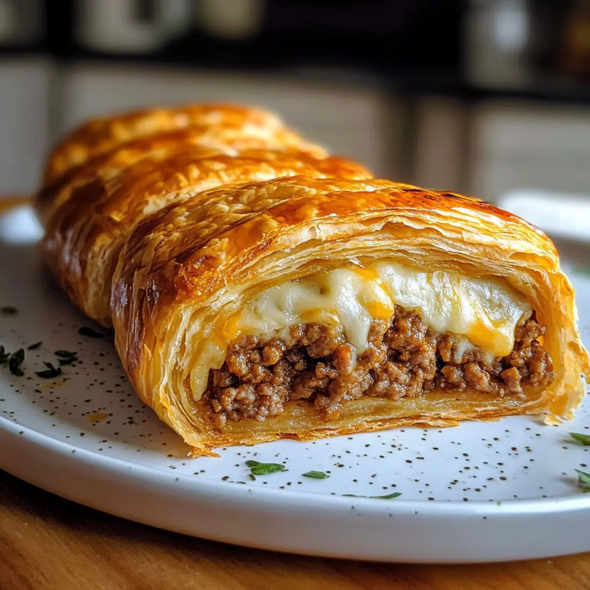 Hackfleisch KA¤se BlA¤tterteig Rolle zlrsog