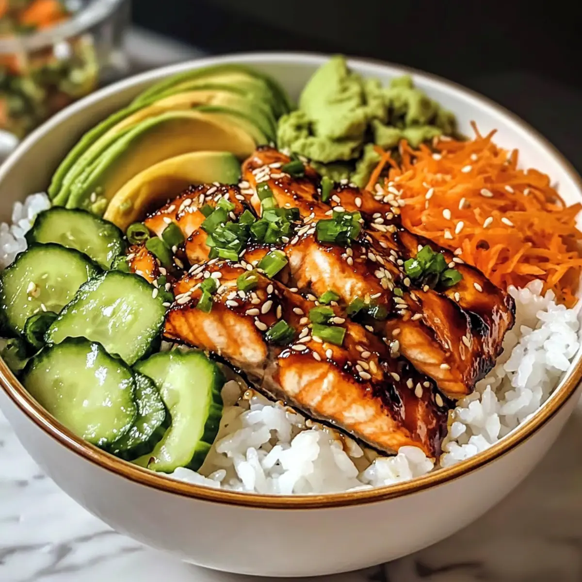 Knusprige Lachs Bowls Reis rigngs
