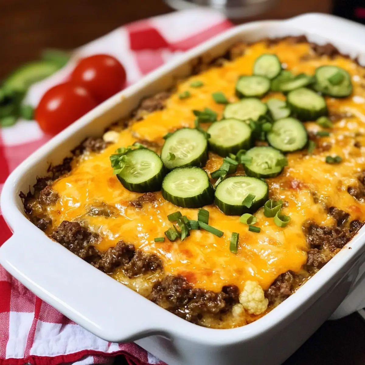 Niedrigkohlenhydratischer Cheeseburger-Auflauf