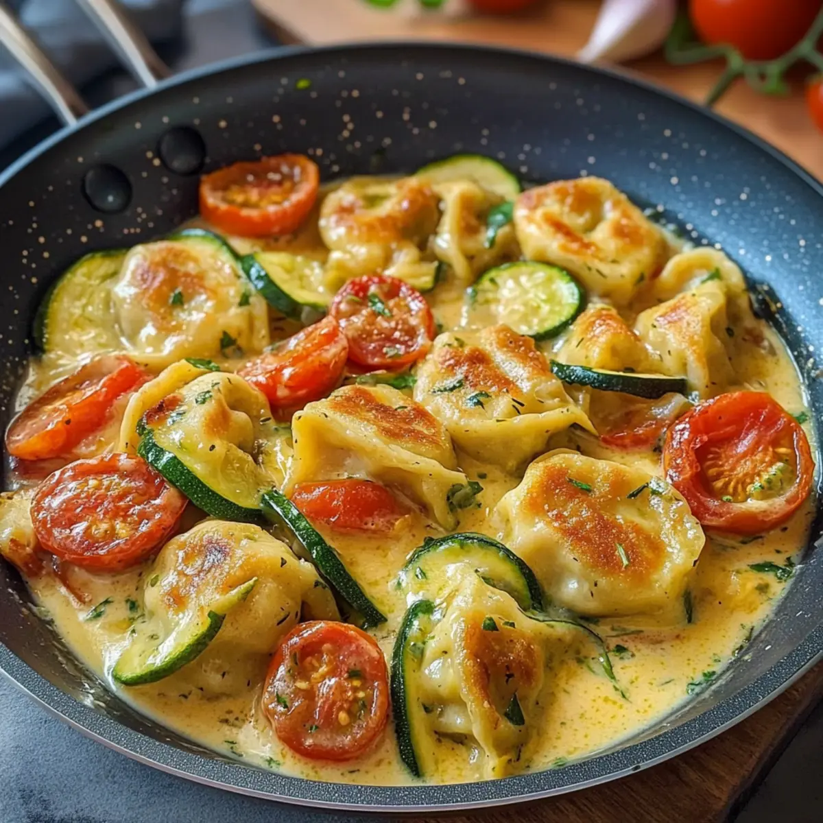 Maultaschen mit Zucchini und Tomaten