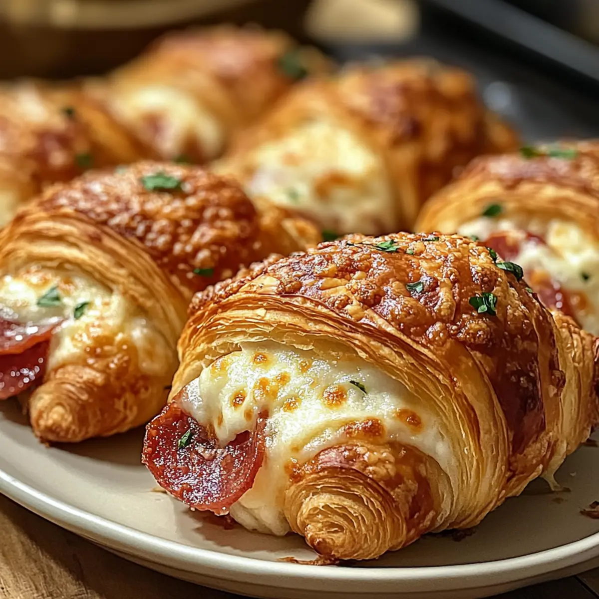 Mozzarella Pepperoni Croissant Rollen
