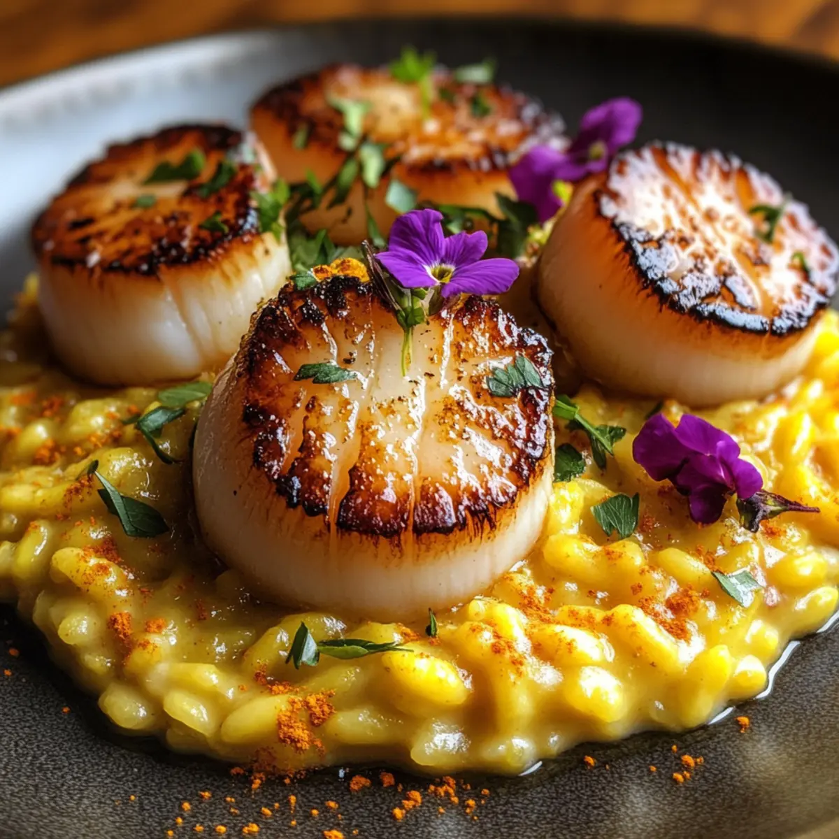 Seared Scallops on Saffron Risotto adgw6k
