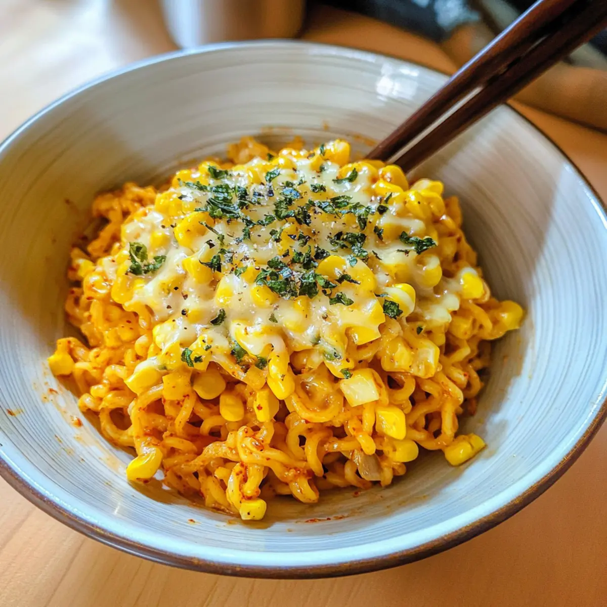 Spicy Noodles With Korean Corn Cheese m6wfky