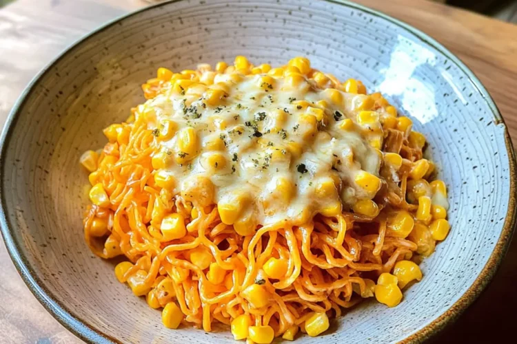 Würzige Nudeln mit koreanischem Maiskäse