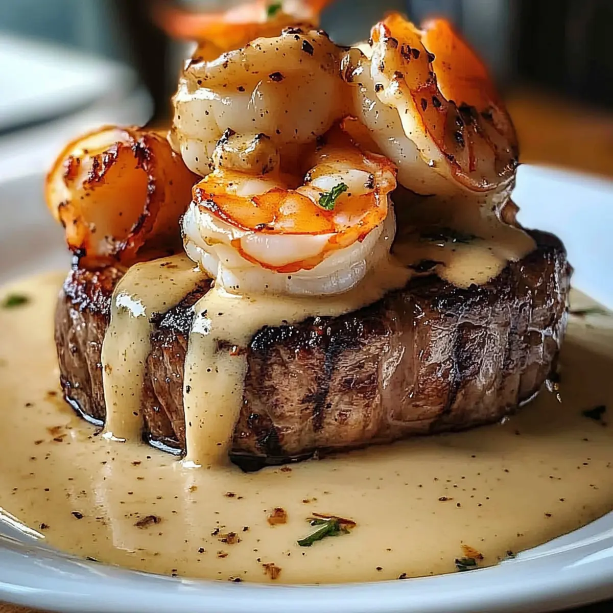 Surf and Turf mit cremiger Knoblauchsauce f02dzt