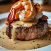 Surf und Turf mit cremiger Knoblauchsauce