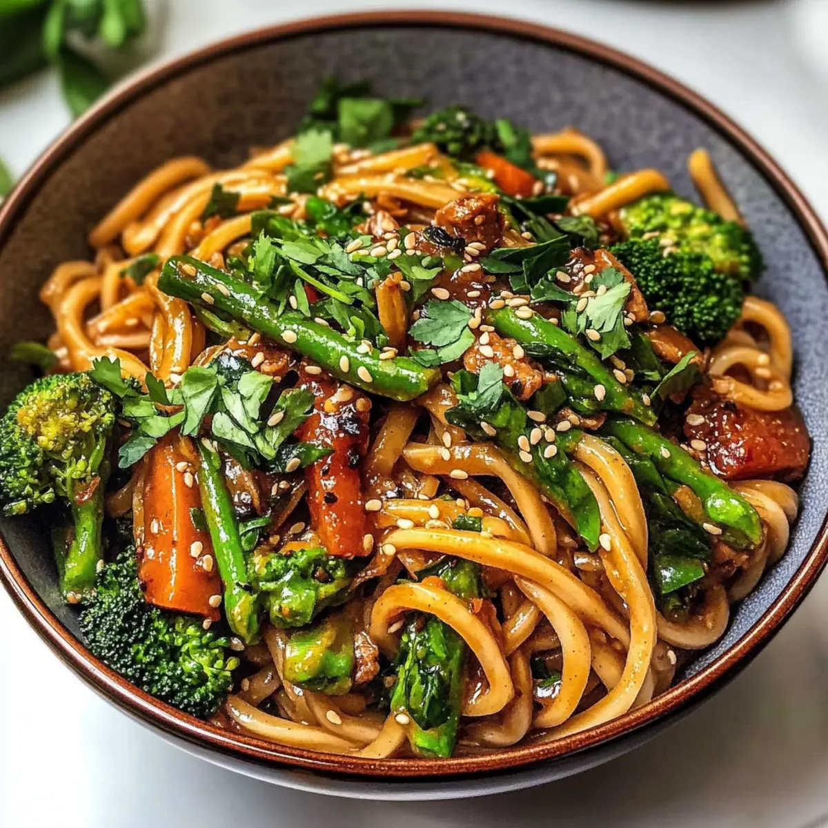 Veganer Sesam Yaki Udon Nudeln