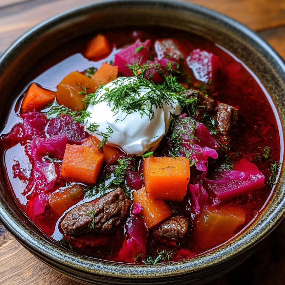 Echtes ukrainisches Borschtsch-Suppe