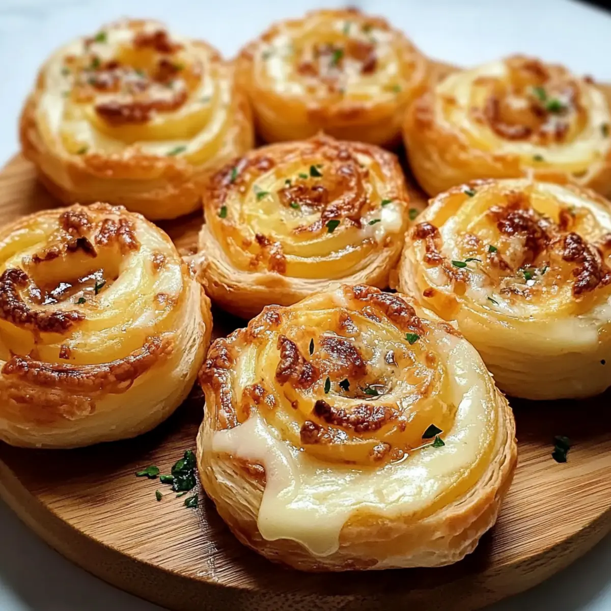 Camembert Kartoffel Blätterteig Häppchen mit Honig Rezept
