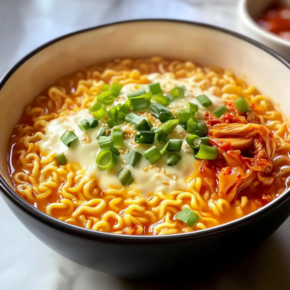 Cheddar Käse Koreanische Ramen Nudeln