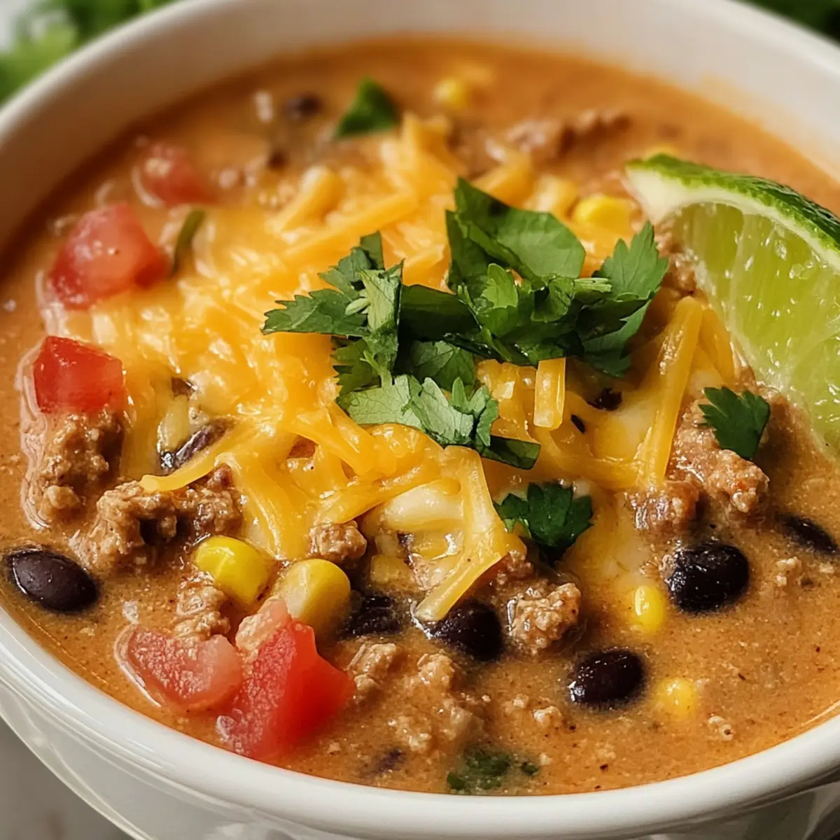 Cremige Käse Hackfleisch Taco Suppe