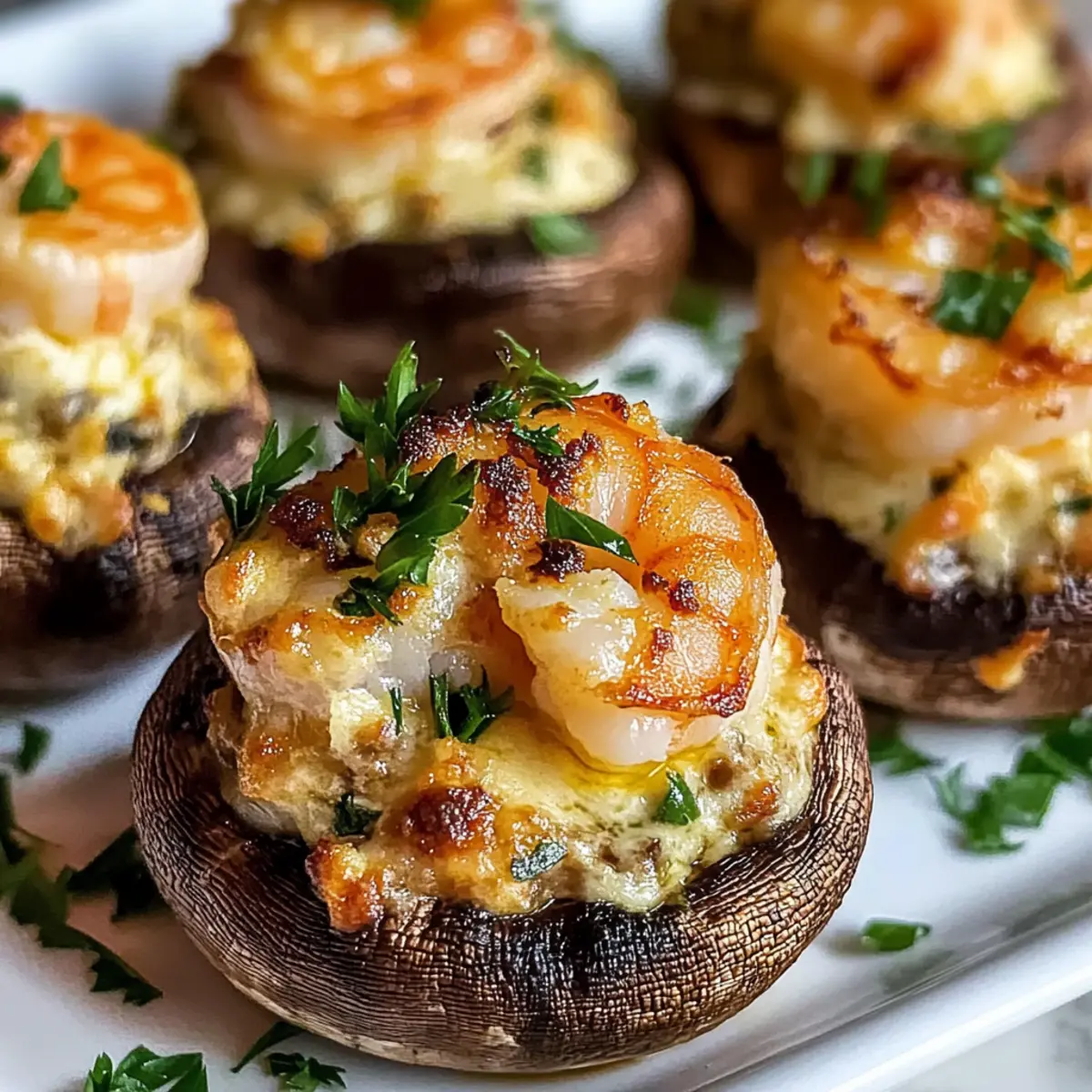 Cremig gefA¼llte Champignons mit Garnelen swji7h