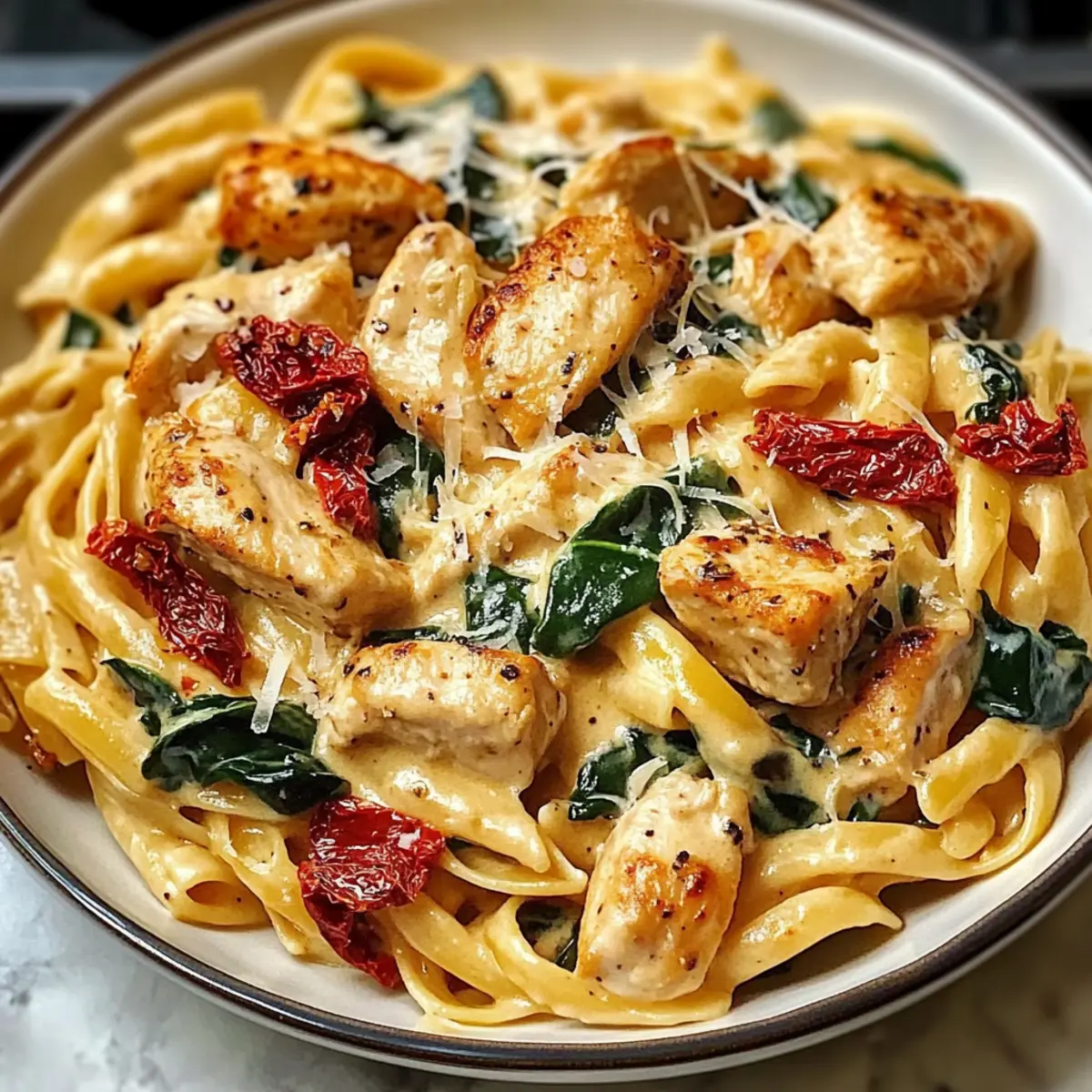 Cremige toskanische Hähnchen-Pasta Rezept