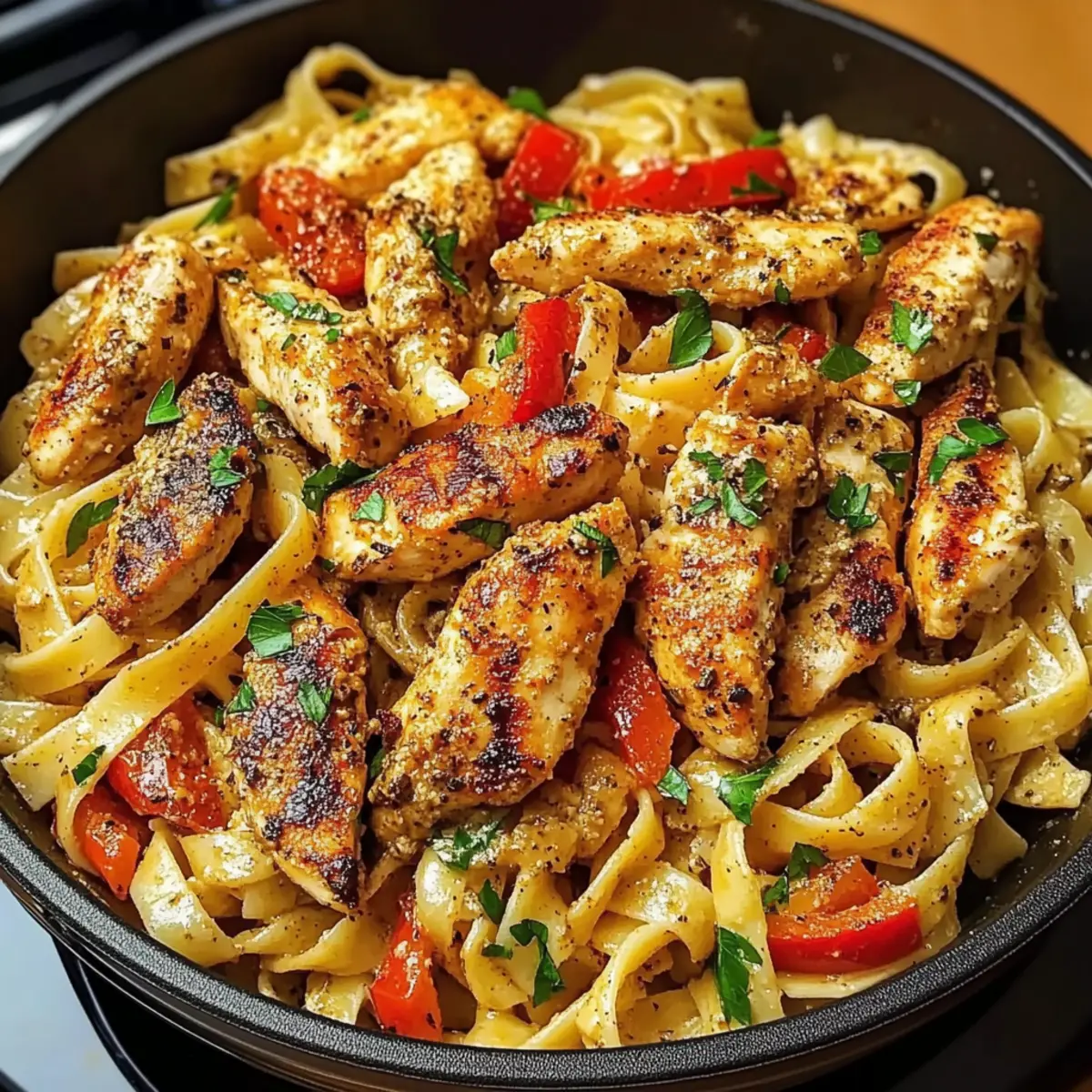 Einfache cremige Cajun-Hähnchen-Pasta Rezept