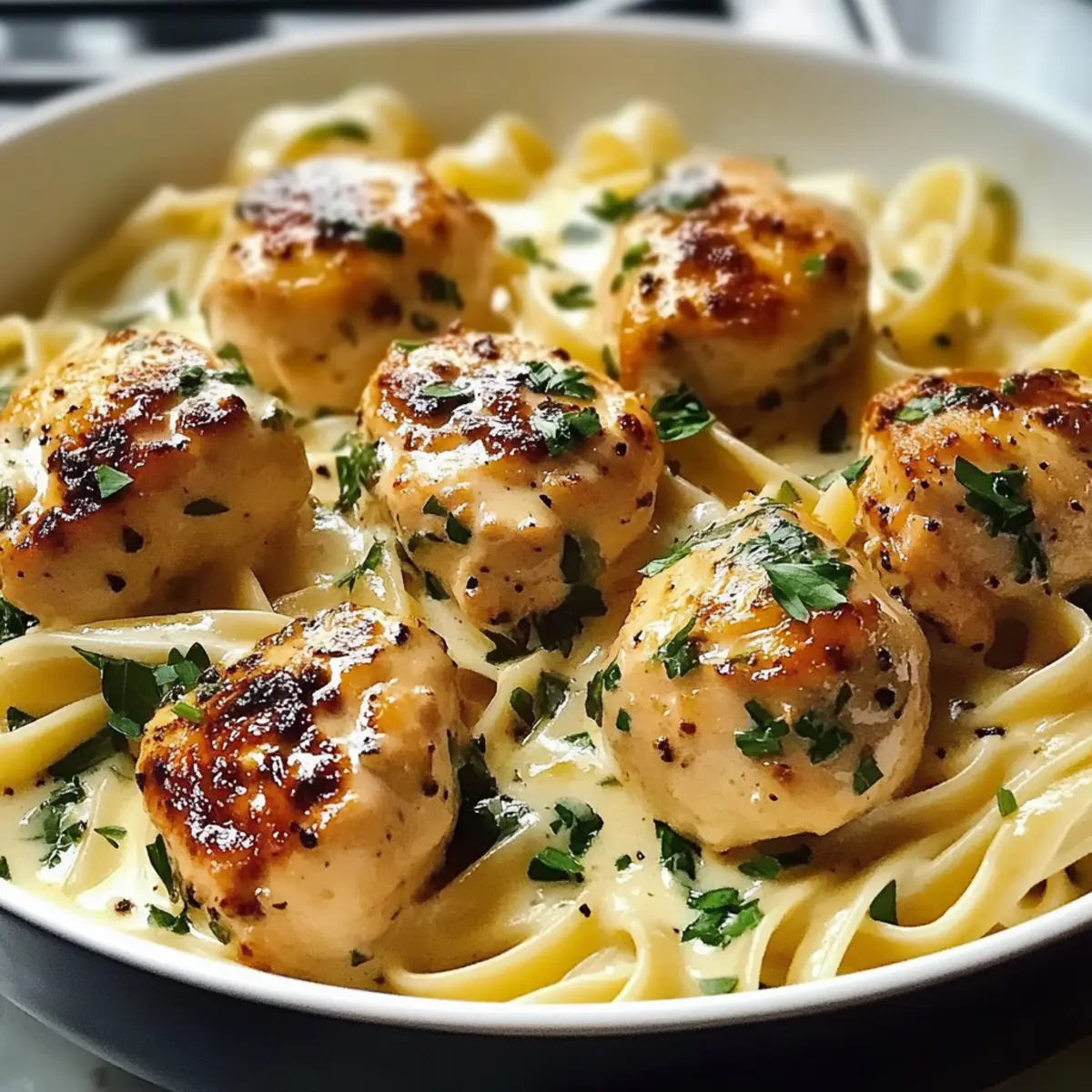 Garlic Butter Chicken Bites with Creamy Parmesan Pasta Recipe mee8se