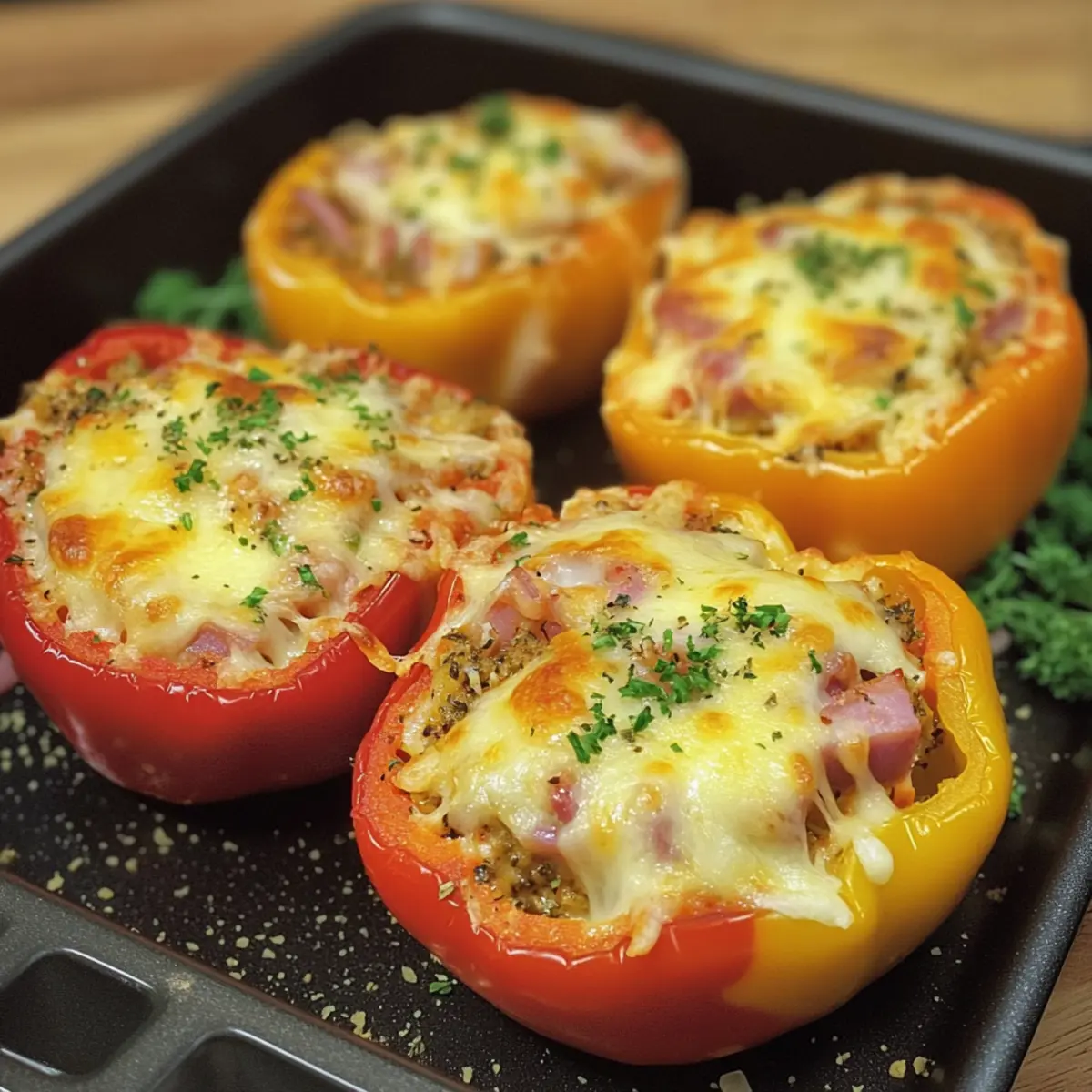 GefA¼llte Paprika im Pizza Style Low Carb Rezept sresjv