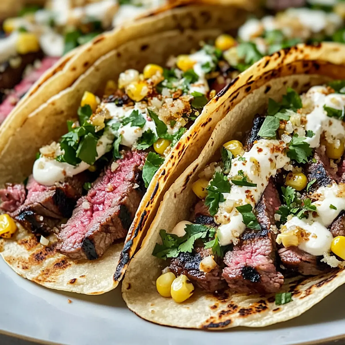 Gegrillte Elote Steak Tacos Rezept Zutaten - 1 Pfund Rindersteak - 2 Tassen Elote-Mischung (gekochter Mais, Limettensaft, Mayo, Käse, Gewürze) - 8 Tortillas - 1 Tasse frische Korianderblätter - 1 Limette, in Scheiben - Salz und Pfeffer nach Geschmack Anleitung 1. Steak würzen und auf dem Grill garen, bis es nach Wunsch gekocht ist. 2. Tortillas kurz auf dem Grill erwärmen. 3. Steak in Stücke schneiden und gleichmäßig auf den Tortillas verteilen. 4. Elote-Mischung über das Steak geben. 5. Mit frischem Koriander und Limettenscheiben garnieren. 6. Nach Geschmack mit Salz und Pfeffer würzen. 7. Servieren und genießen!