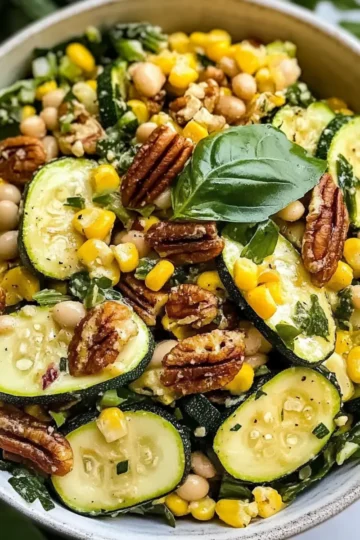 Gegrillter Zucchini-Salat mit Cannellini-Bohnen, Basilikum und Pekannüssen Rezept