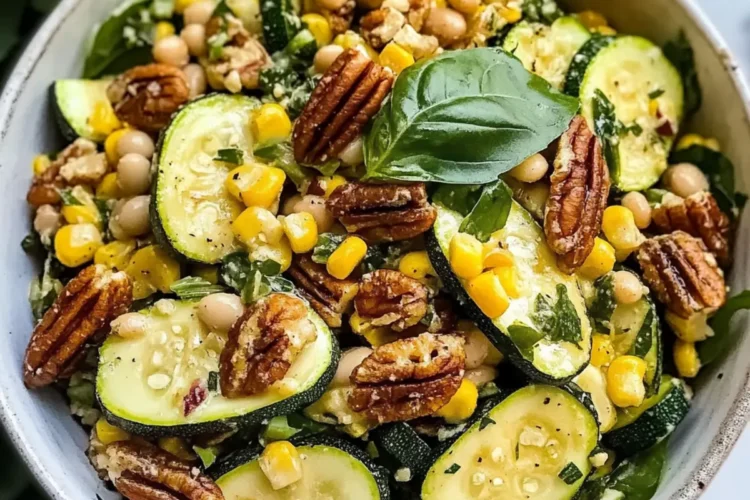 Gegrillter Zucchini-Salat mit Cannellini-Bohnen, Basilikum und Pekannüssen Rezept