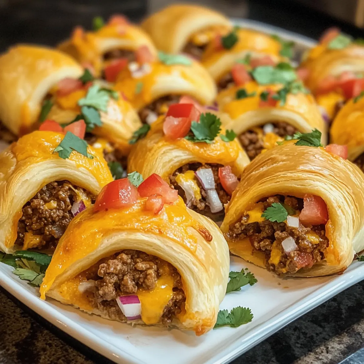 Hackfleisch-Nacho-Bisse auf Croissant-Teig