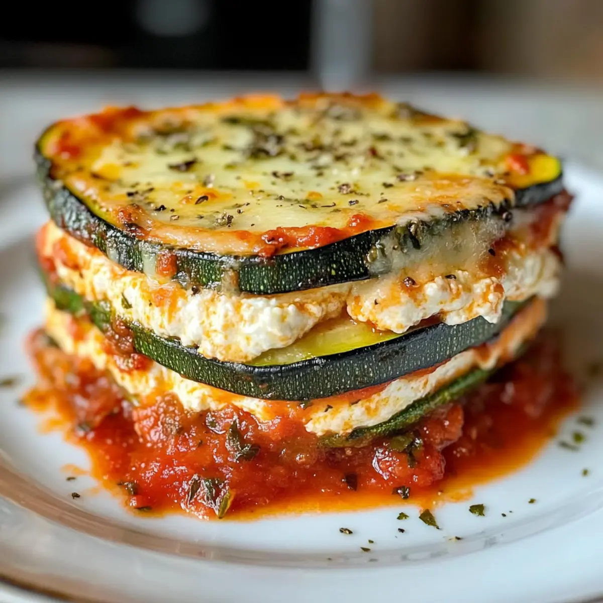 Geschichtete Zucchini Ricotta Schmelze mit Marinara Rezept