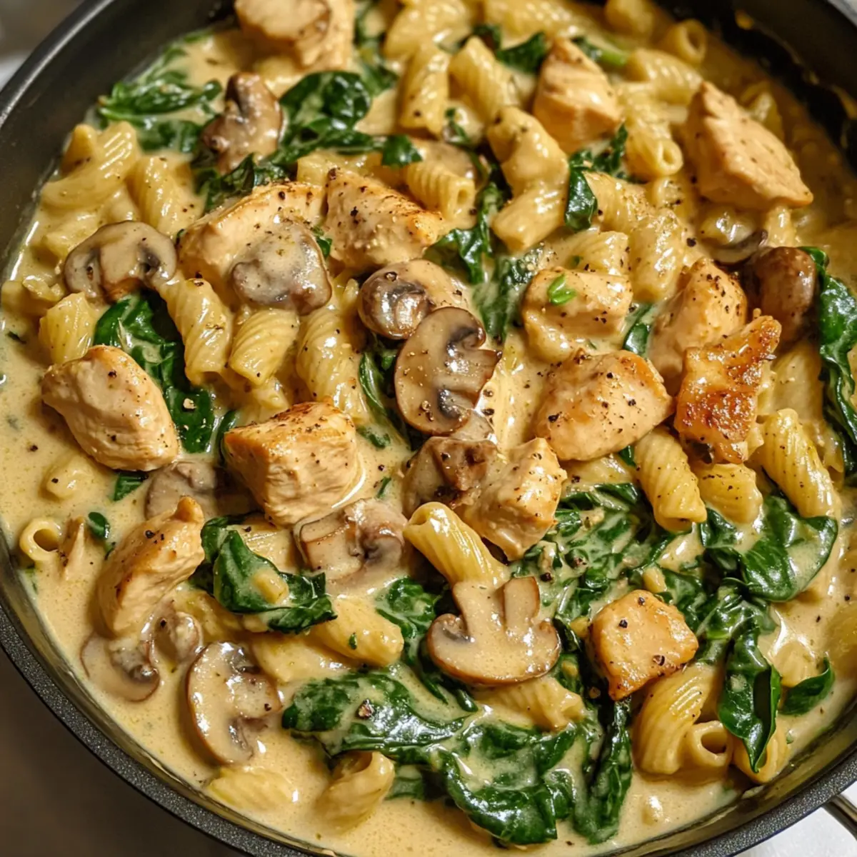 One Pot Creamy Chicken and Mushroom Pasta izywbj