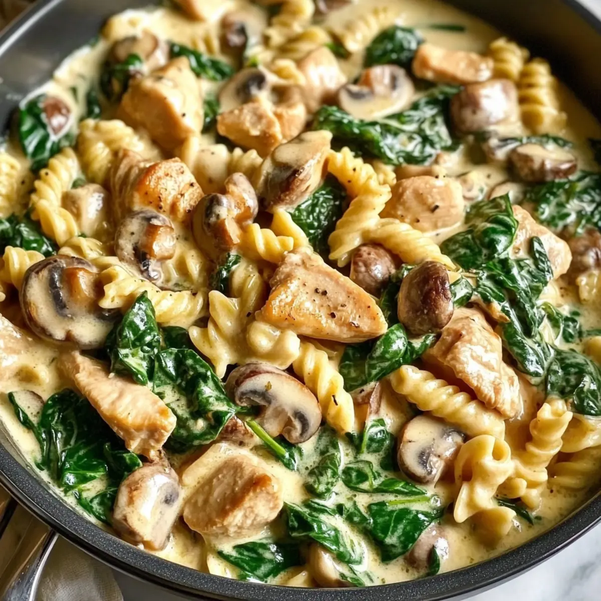 Ein-Topf-Cremige Hähnchen- und Pilz-Pasta