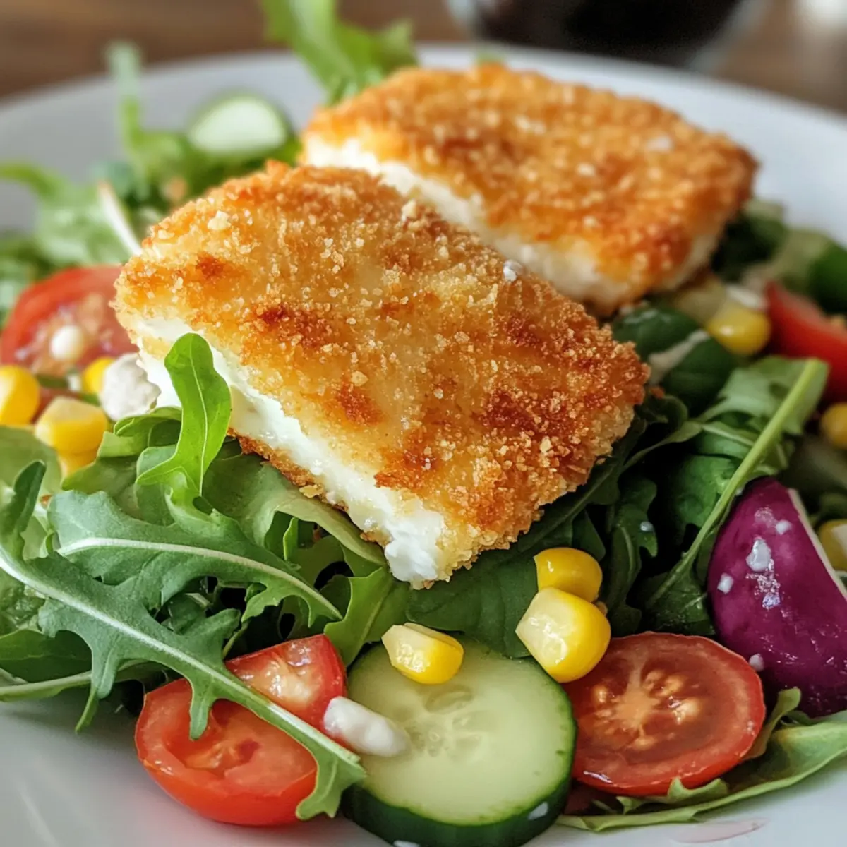 Panierter FetakA¤se auf Salatbett i4wdg7