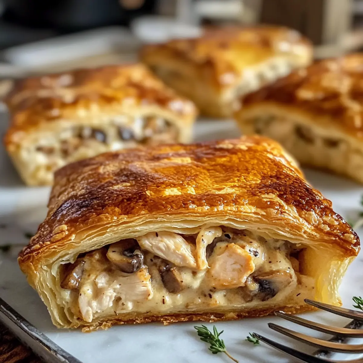 Herzhafter Hühnchen- und Pilz-Blätterteig-Genuss Rezept