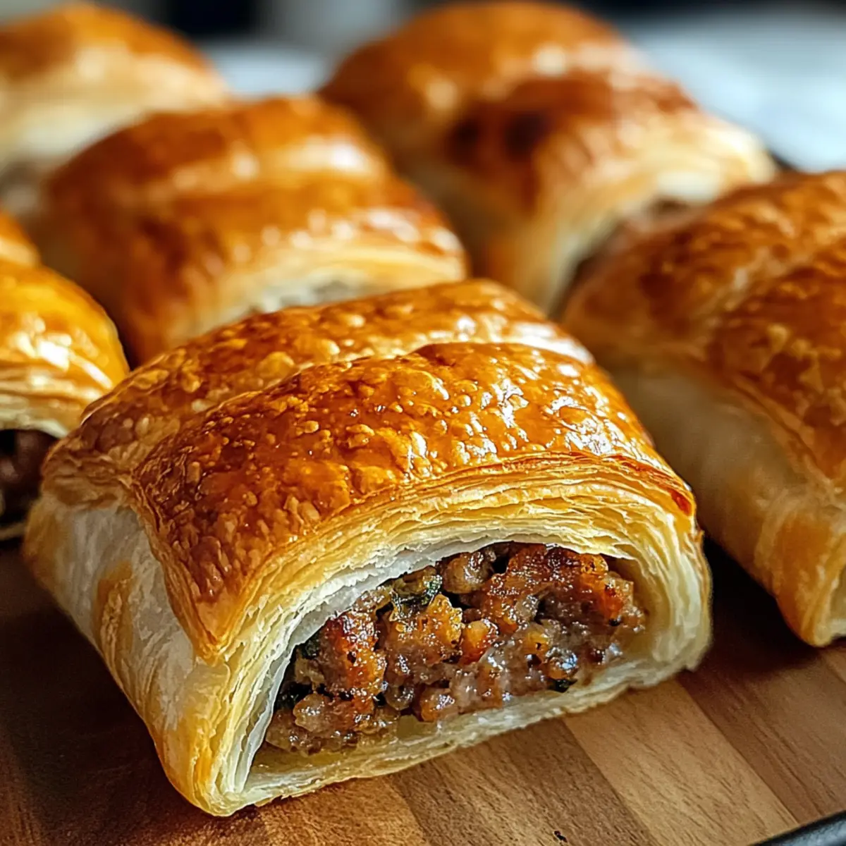 Herzhafte Wurstrollen mit Blätterteig und Kräutern Rezept