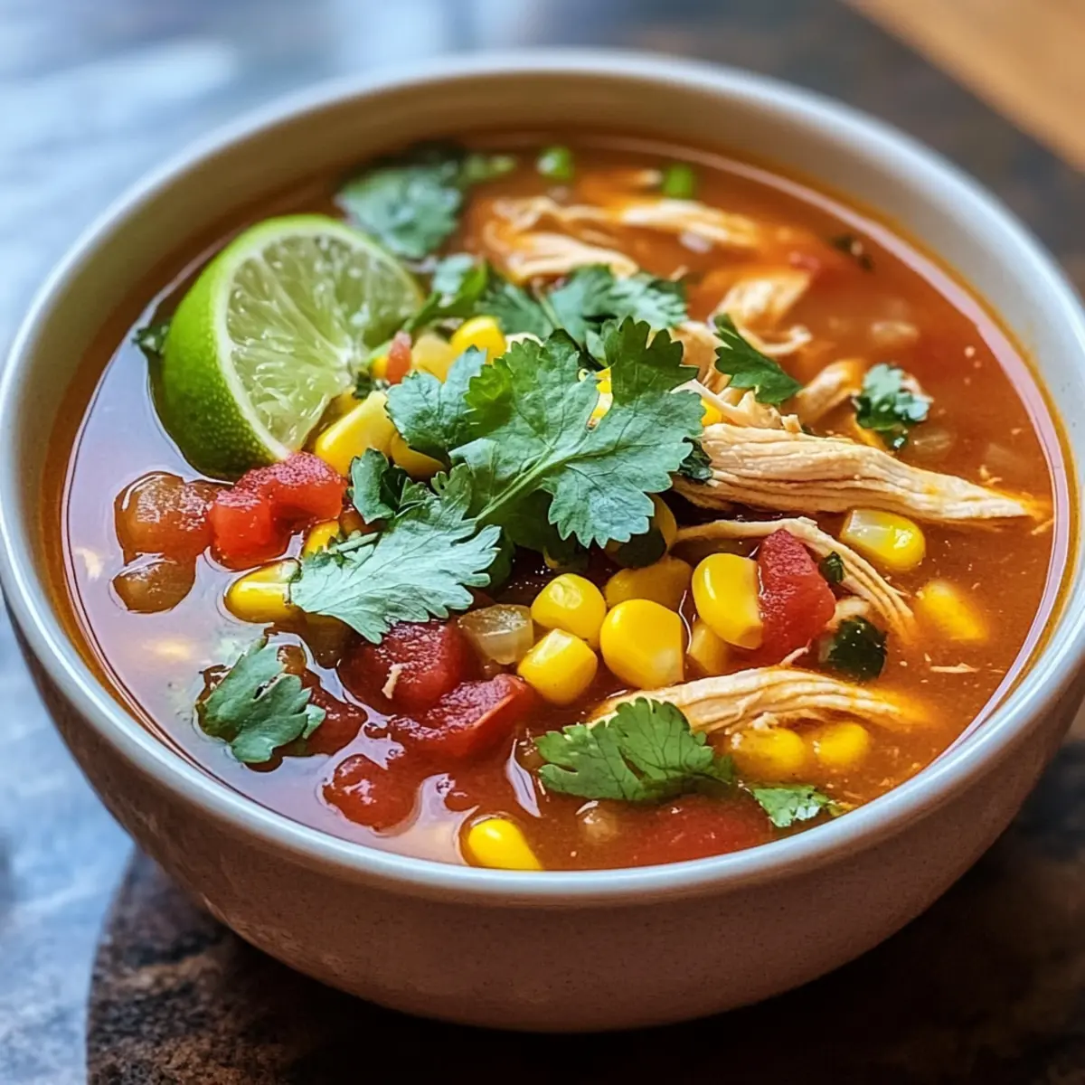 Langsame Kochhuhn-Tortilla-Suppe