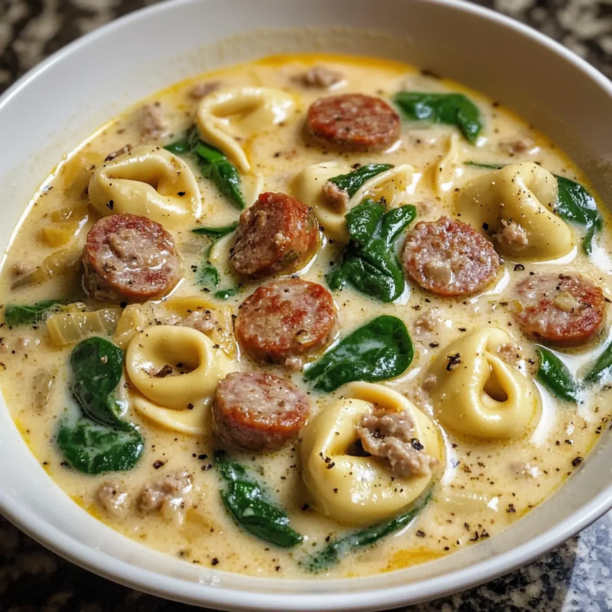 Slow Cooker Cremige Wurst Tortellini Suppe ganz einfach 2 Slow Cooker Creamy Sausage Tortellini Soup sndntz