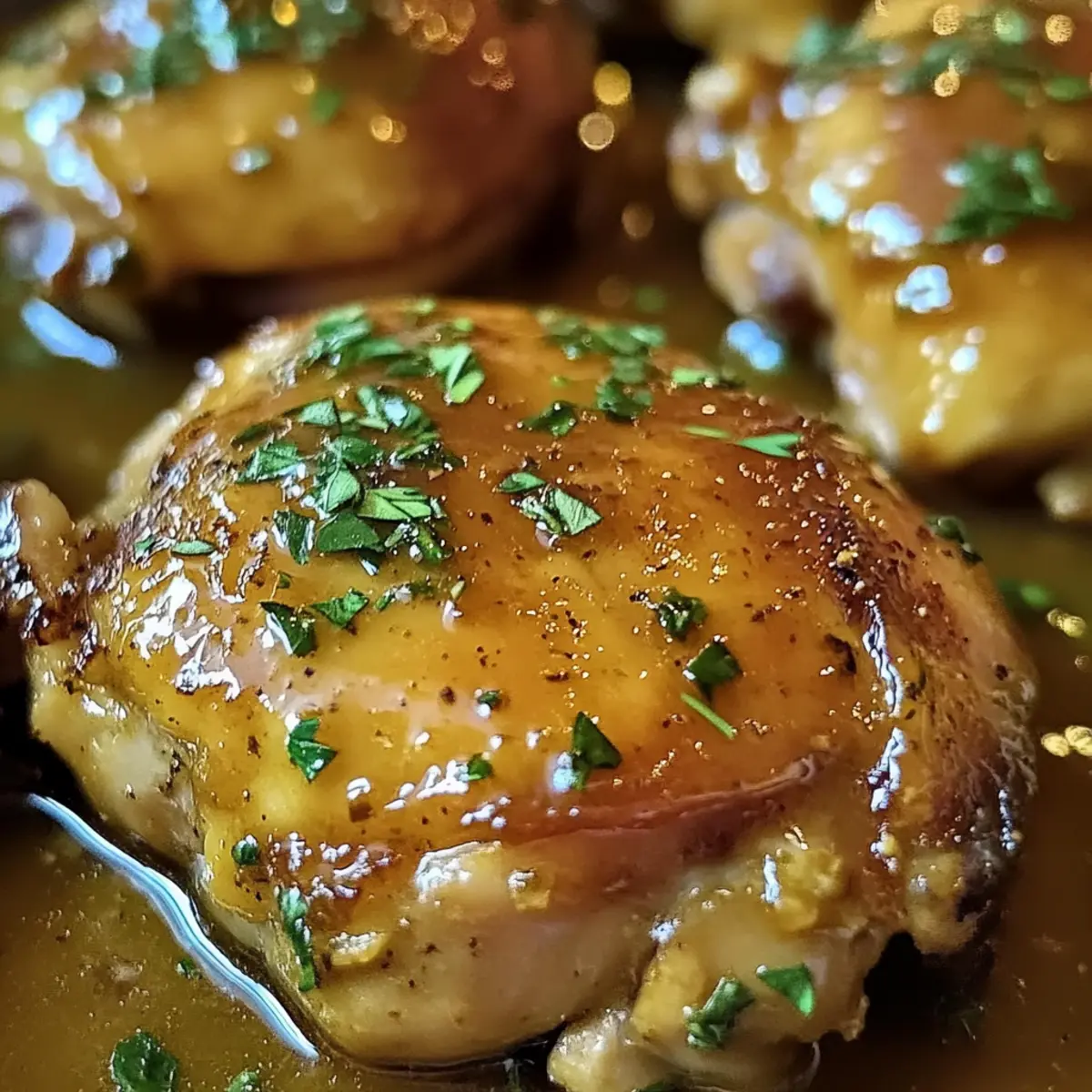 Schmortopf Honig Senf Hähnchen Oberschenkel