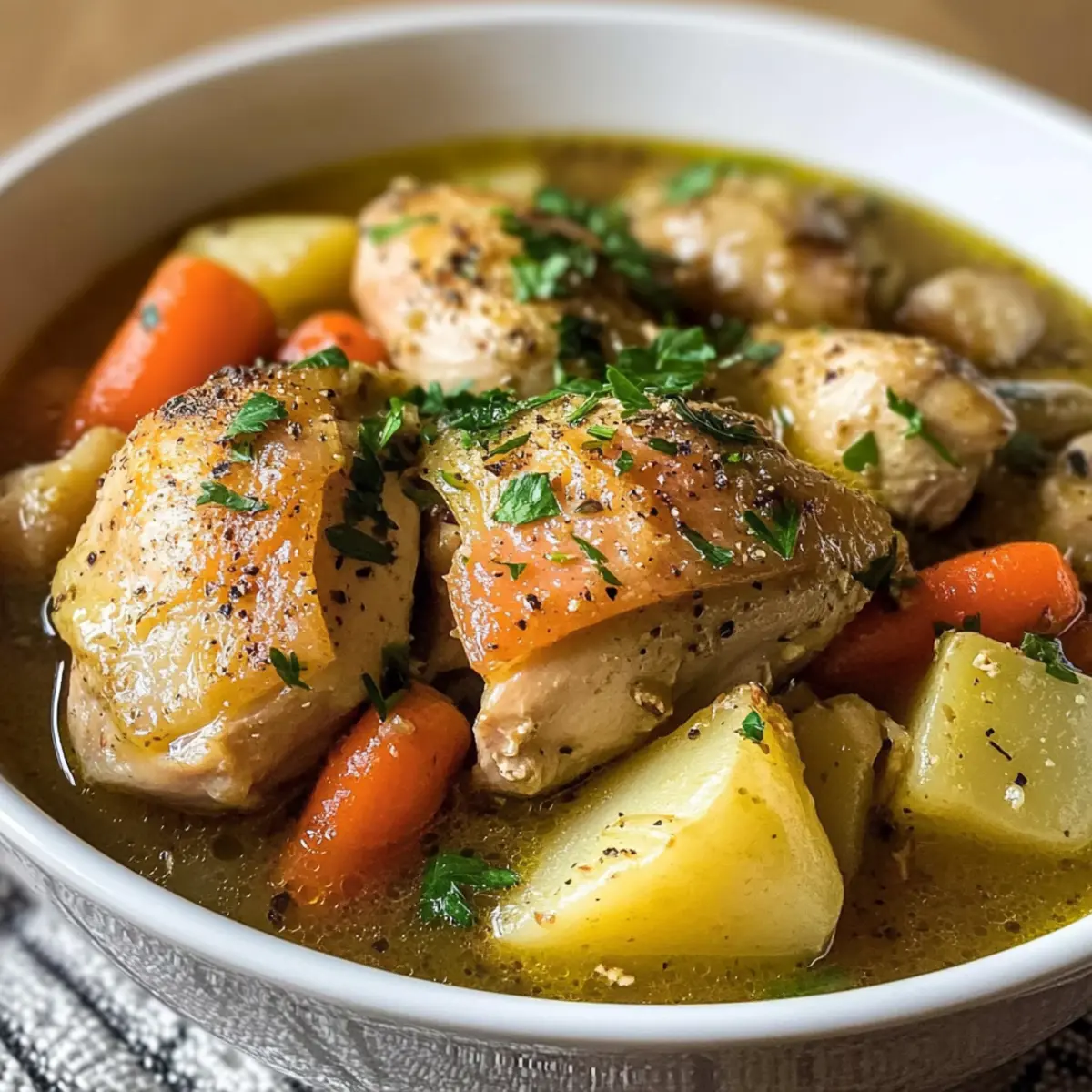 Schmortopf Weißwein Hühnchen Eintopf