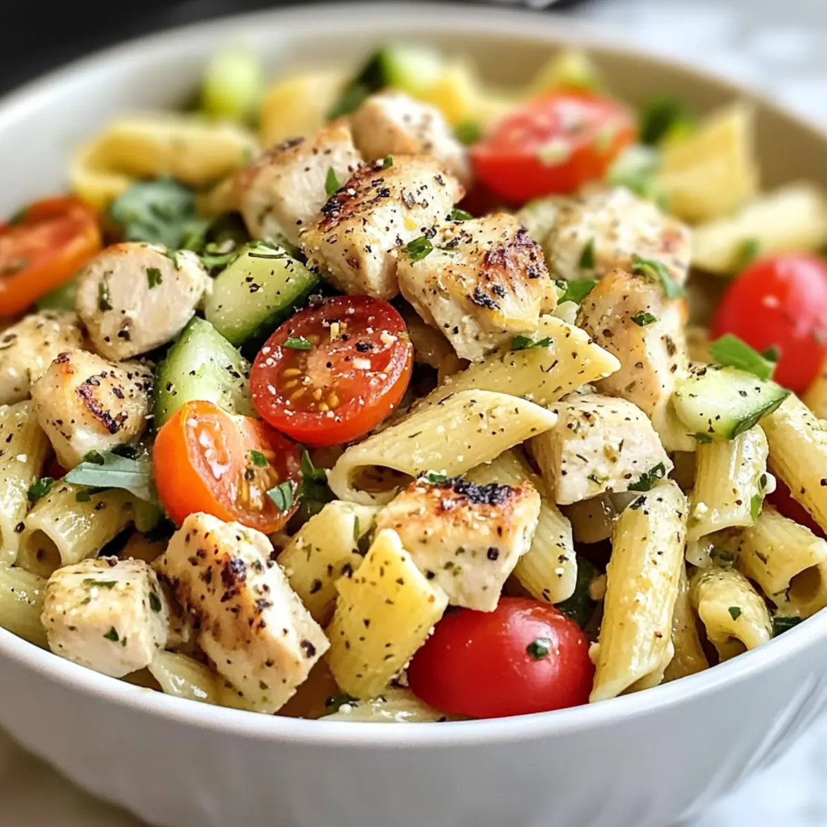 Zitronen-Hähnchen-Pastasalat Rezept