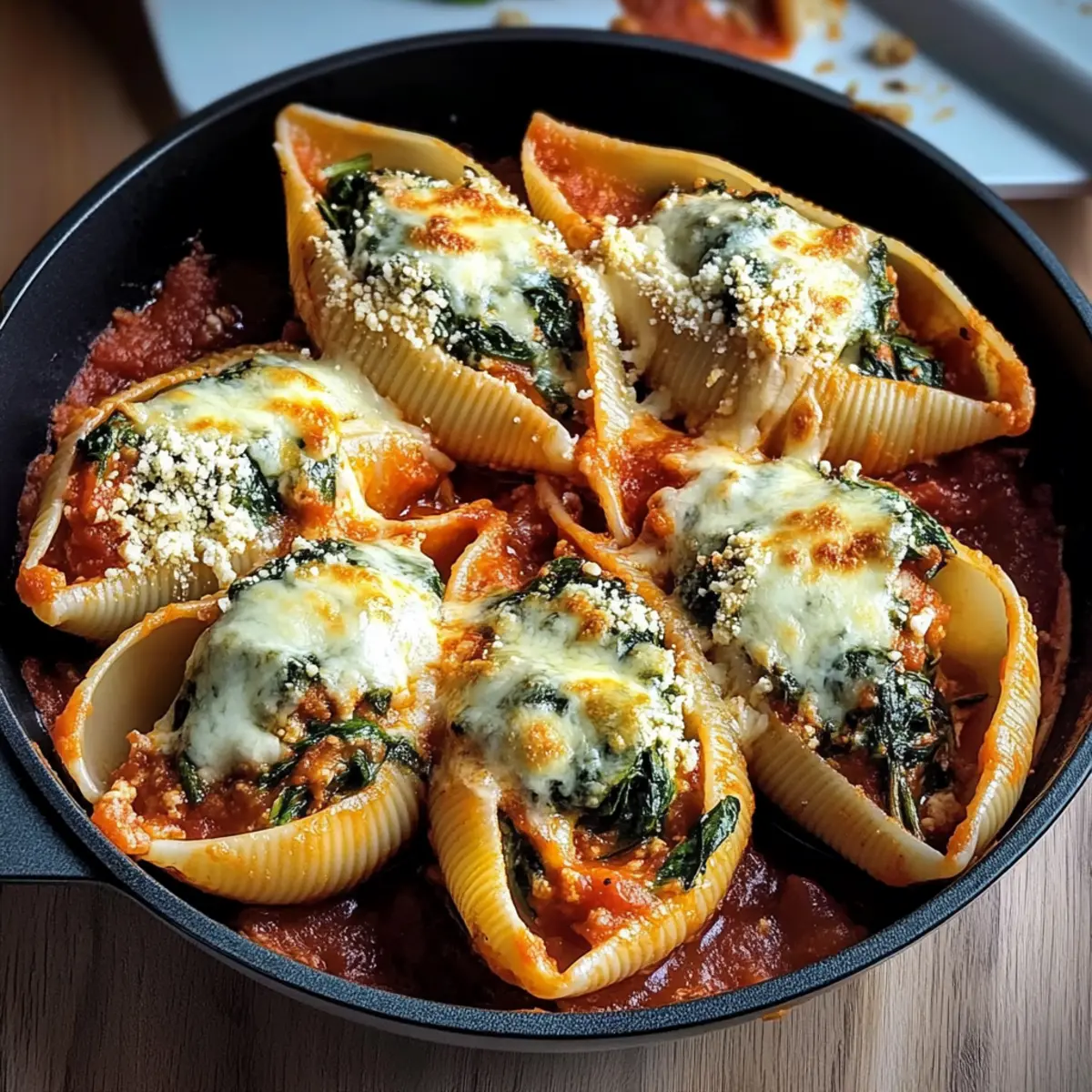 Spinat und Ricotta gefüllte Muscheln