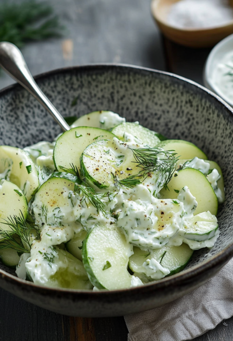 Gurken Salat mit Joghurt Dressing Ein Frisches Sommerrezept