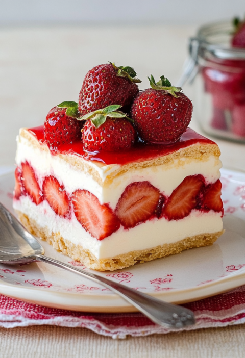 Erdbeer Dessert in Gläsern für den Sommer